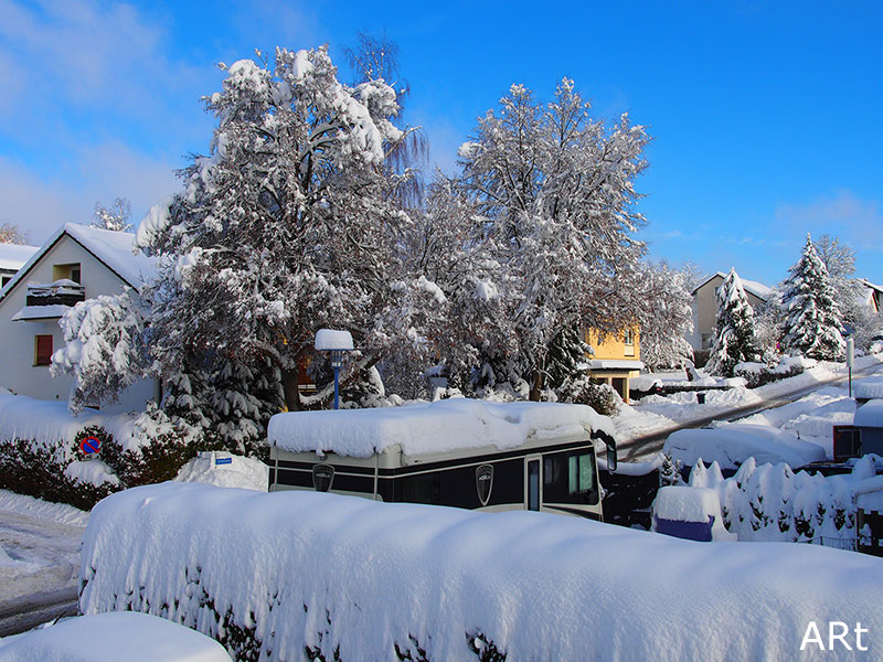 Schnee in Silcherallee und Schubertweg